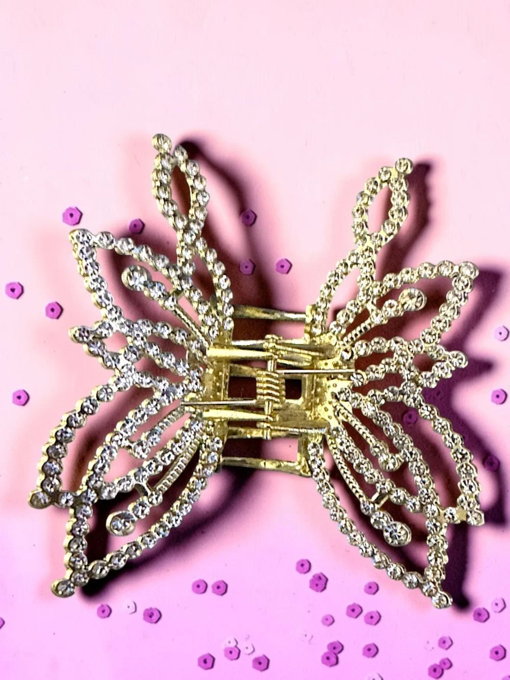 Gold and Rhinestone Butterfly Hair Clip NWT